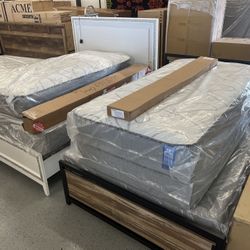 Mattress, Bed, Boxspring, Frame, Wood Metal