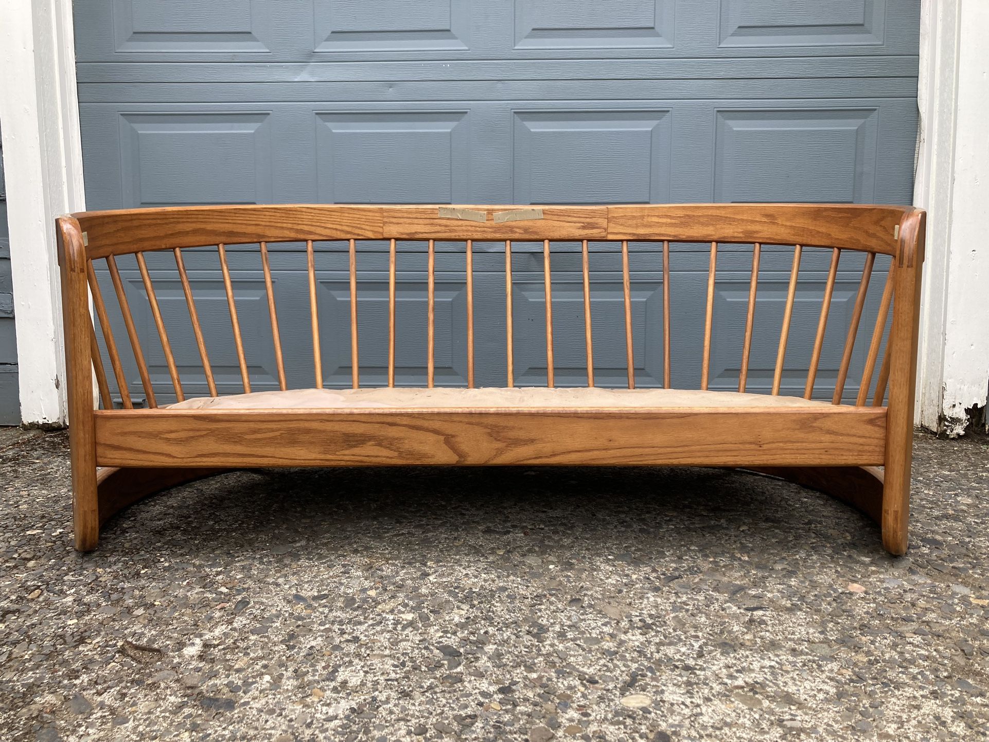 Vintage Bentwood Curved Sofa Spindle Flexsteel USA Mid Century Modern Howard Furniture Co Mcm Curved Unique