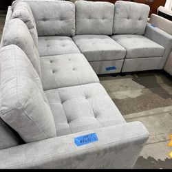 5 Pcs Pewter Sectional Sofa Couch Edlie
