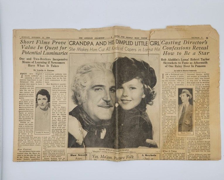 Shirley Temple & Frank Morgan Los Angeles Examiner October...