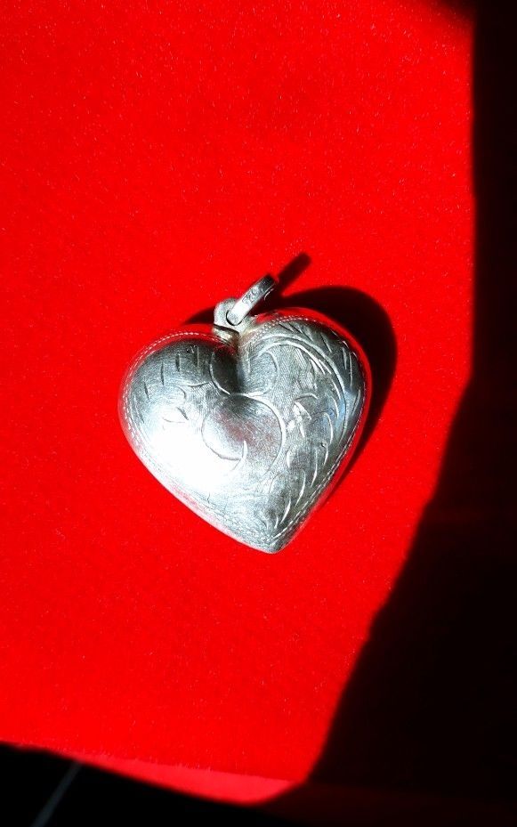 Large Shiny Sterling Silver Heart Pendant