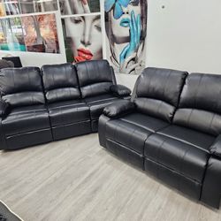 Brand New Recliner Sofa And Loveseat ⚫️  Set De Sofás Reclinables Nuevos Y Muy Cómodos... Delivery Available 