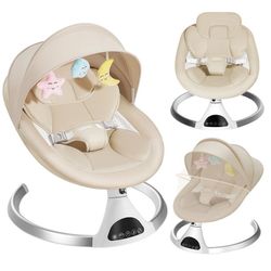 HARPPA Electric Baby Swing, Infant Swing with Remote Control, 5 Sway Speeds, Bluetooth Music, Khaki