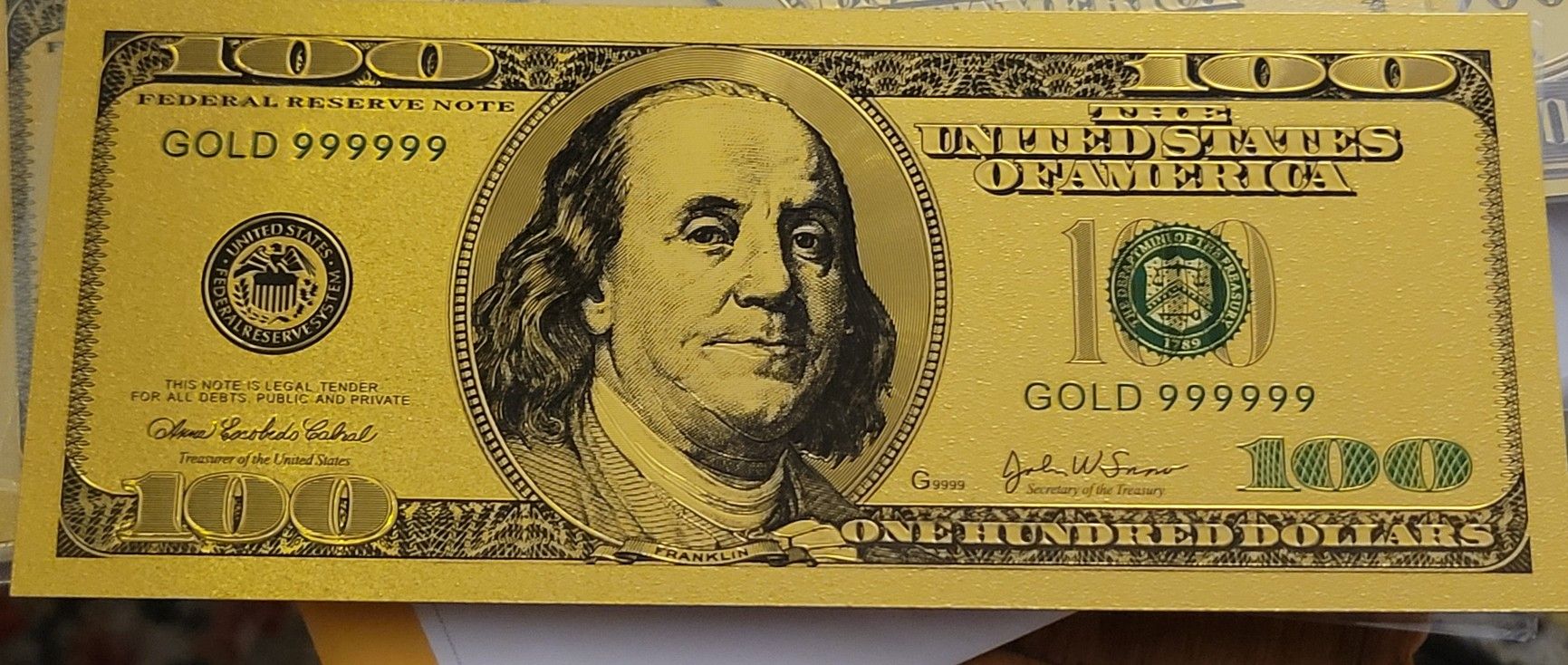 Full 24k Gold 100$ Bill 