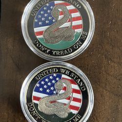 United We Stand Don’t Tread On Me Challenge Coin in Protective Case