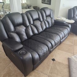 Black leather electric recliner yy6m to ftfvv and chair
