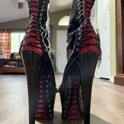 7 Inch Heel ADORE-1025 Black Red Patent, Stripper Heels, Exotic Dance Shoes