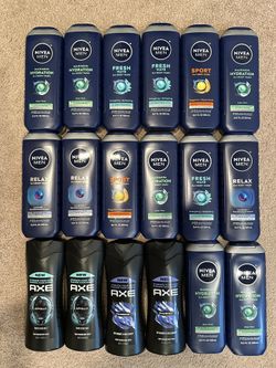 Axe & Nivea Men body wash 16 oz: $3 each