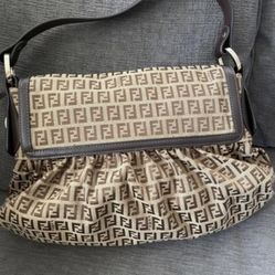 Fendi Zucca Canvas/ Leather Shoulder Bag
