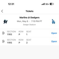 Dodgers vs Marlins - Monday 5/06/2024 - Aisle Seats