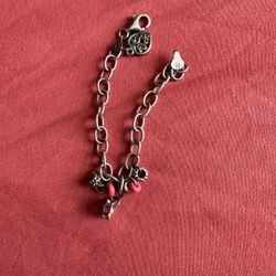 Vintage .925 Sterling silver BRACELET with pink beads & crystals. Made in Italy