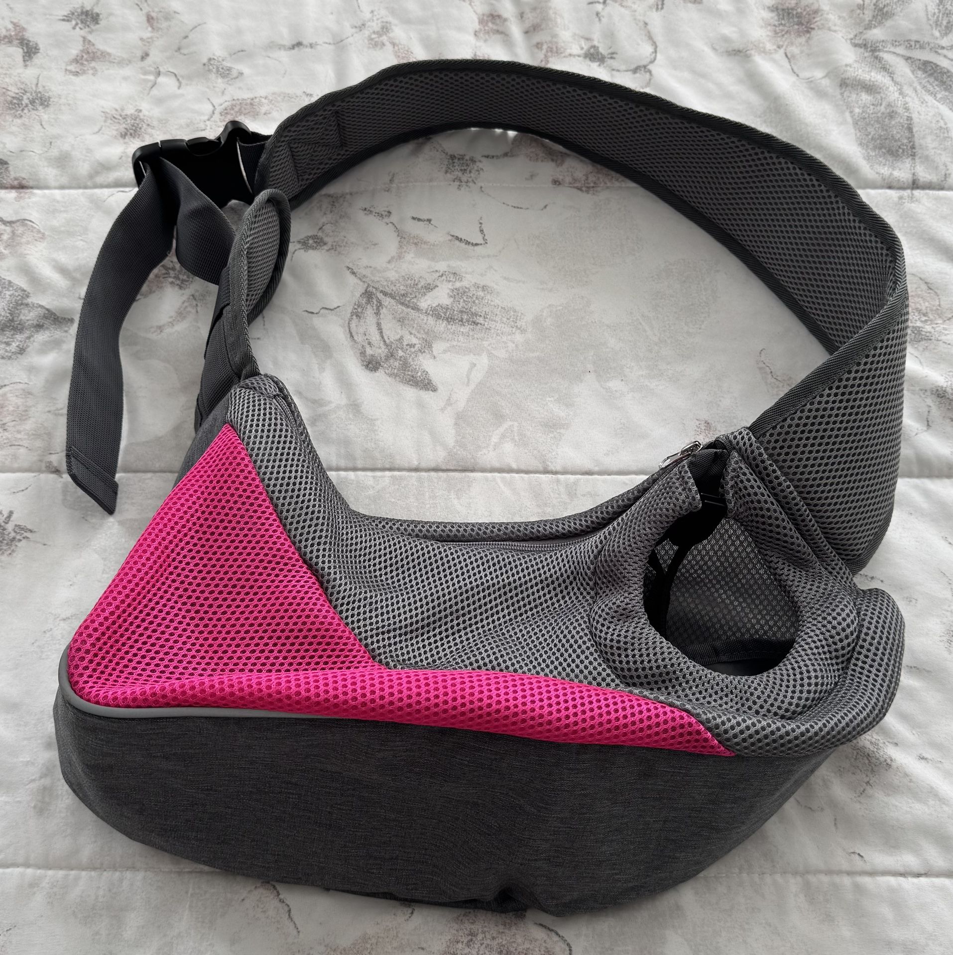 NWOT Grey and Pink Crossbody Sling Bag Reflective Lightweight Adjustable Strap