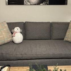 Designer Dark Grey Sofa with Nailhead Trim