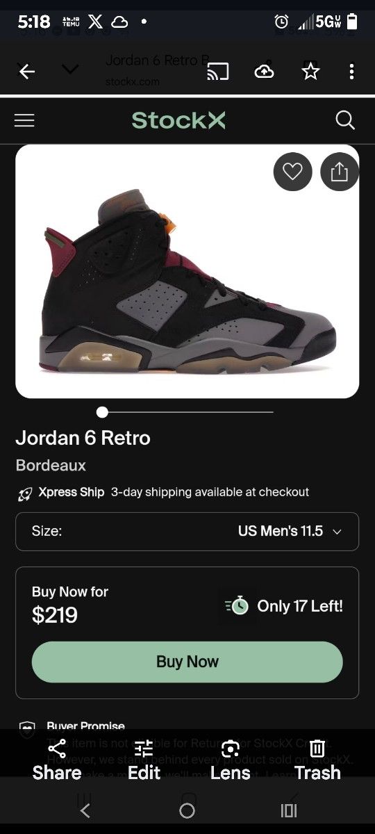 Jordan 6 Retro Bordeaux