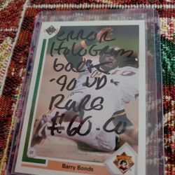 Barry Bonds Error 1991 Upper Deck Wrong Hologram Back Baseball Card 