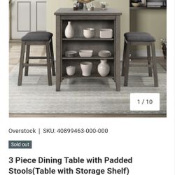 3 Piece Upholstered Barstools And Table 