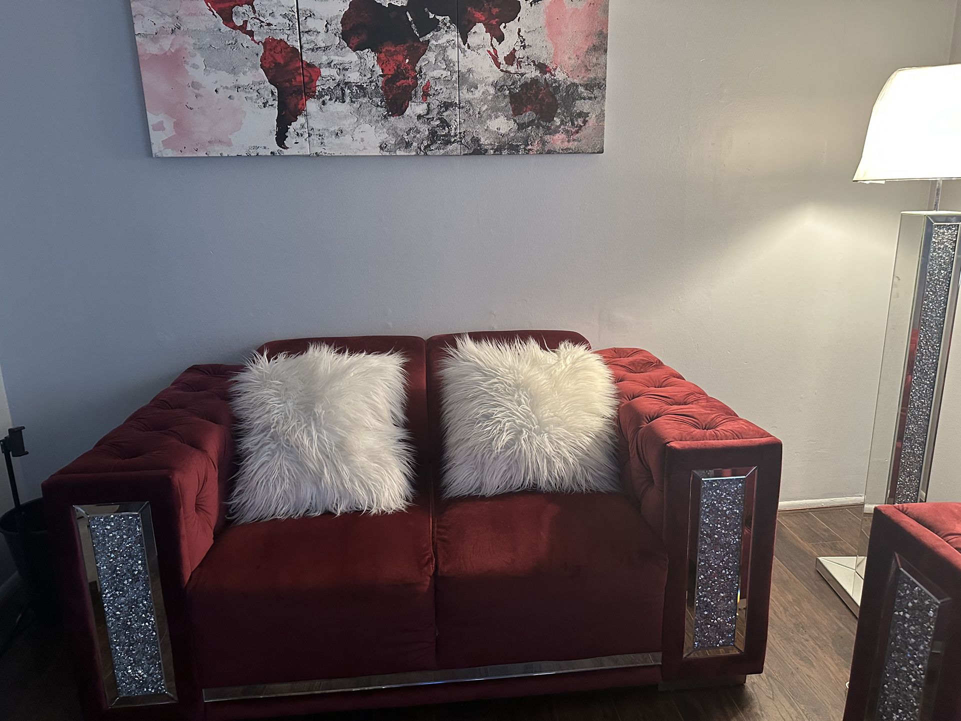 Brand New Red Velvet Couch