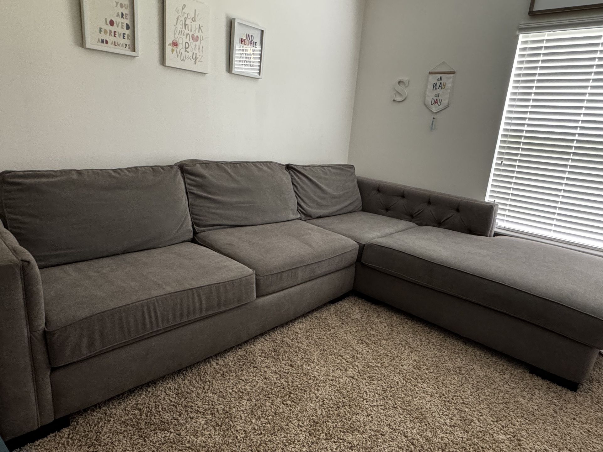 2 Piece Sectional Gray Couch