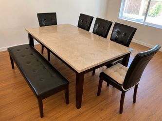 Dining Table Set with 4 Chairs & Bench