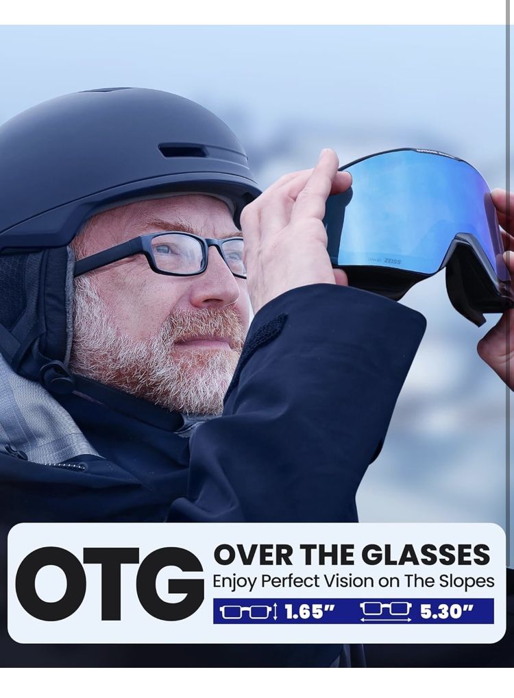 OutdoorMaster Falcon Ski Goggles Lens by ZEISS, OTG Snowboard