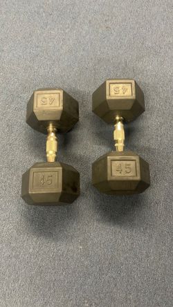 Weights- Two 45lb. Cast Iron Hex Dumb Bells