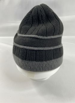 Unbranded Men's Black and Gray Ribbed Knit Beanie Hat Winter