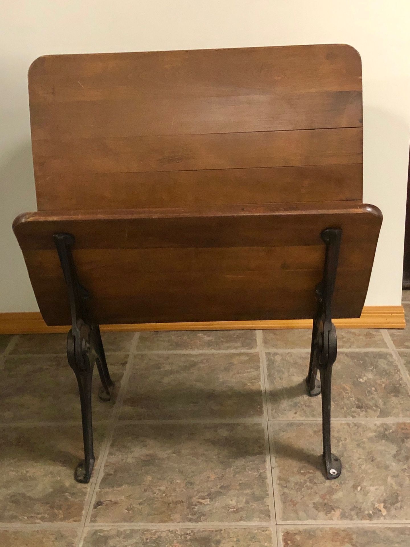 Antique School Desk with Cast Iron Legs