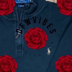 😎 Black Color PONY Mens LARGE Ralph Lauren POLO Long Sleeve Quarter Zip Vintage Dress Sweater Shirt