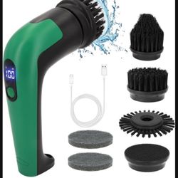 Electric Spin Scrubber, Cleaning Brush with 6 Replaceable Brush Heads, Cordless Shower Scrubber with LED Display, IPX7 Waterproof Handheld Power Spin 