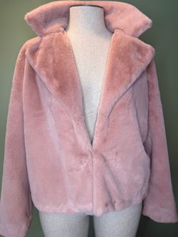 Cato Est. 1946 Dusty Pink Cropped Faux Fur Jacket - XL