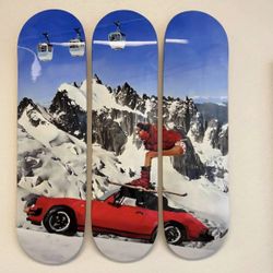 manic cherry “ski lift” skateboard art set