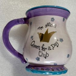 Blue Sky QUEEN FOR A DAY Mug Whimsical Purple and Blue Heather Goldminc