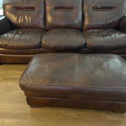Leather Sofa + Ottoman 