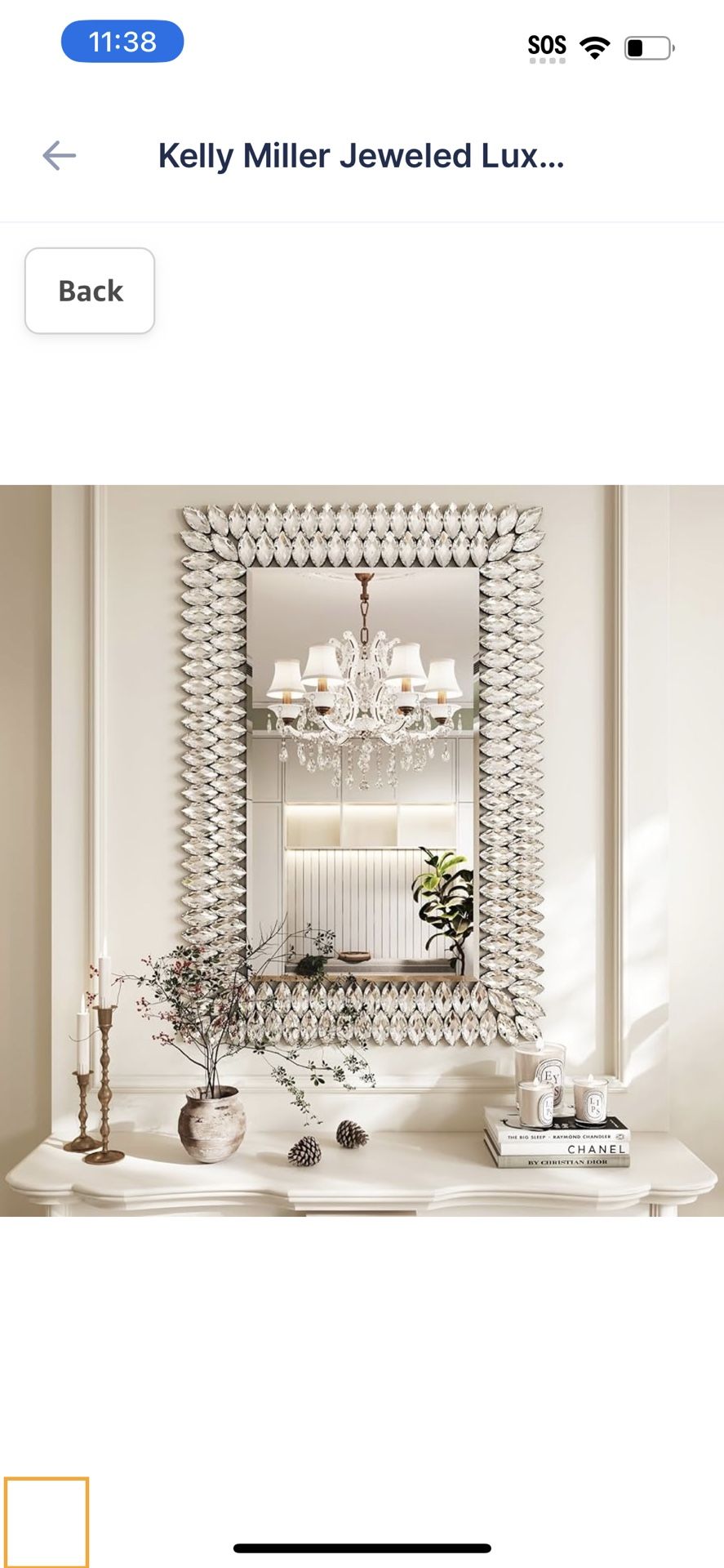 Kelly Miller Jeweled Luxury Bathroom Mirror for Wall, 24"x36" Rectangle Wall Mirror Decorative Mirror Vanity Mirror
