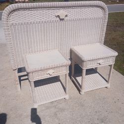 Queen Wicker Bedroom Set 
