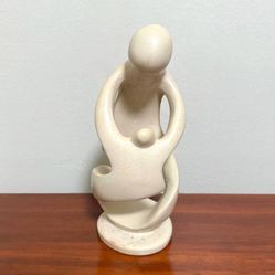 Modern Hand Carved Soapstone Mother And Child Sculpture Figurine Decor
