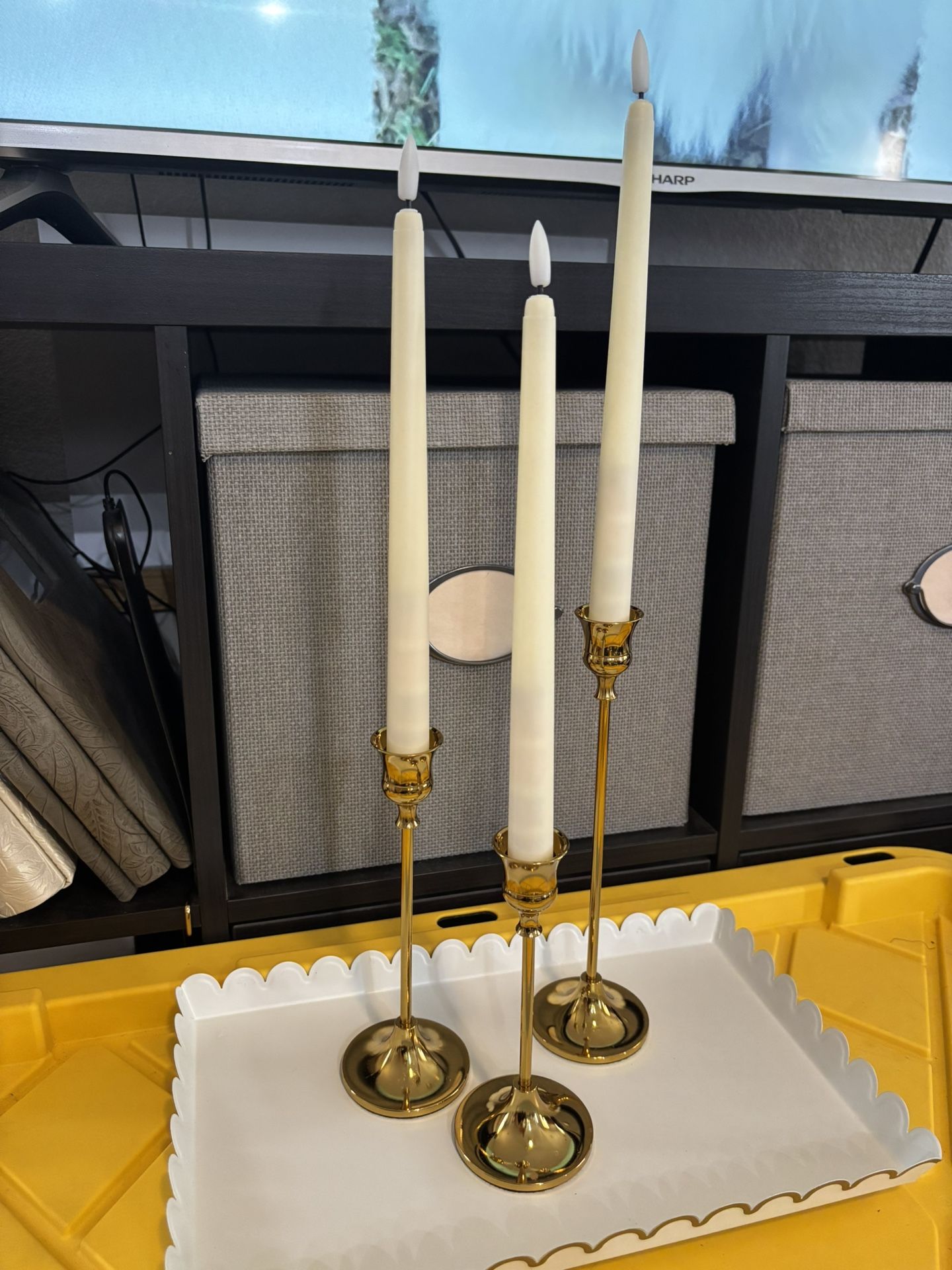 2 Sets(6 Pcs) Brass Gold Metal Taper Candle Holders Candlestick Holders, Vintage Modern Decorative Centerpiece Candlestick Holders