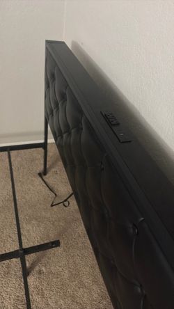 Queen bed frame with storage bins and has 4 plug in’s