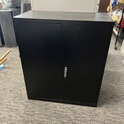 42'' Storage Cabinet,Locking Steel Storage Cabinet with 2 Adjustable Shelves for Office Home,Black