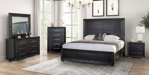 Brand New Black 4pc Queen Bedroom Set (Available in California & Eastern King)