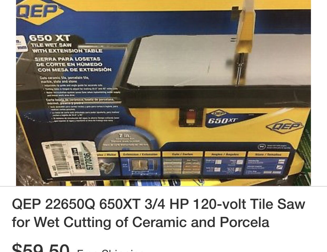 QEP 650 XT tile cutter wet saw for Sale in Chino, CA OfferUp