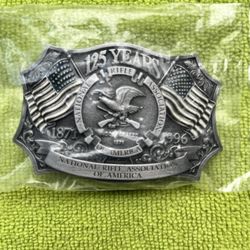 National Rifle Association NRA Vintage Anniversary Belt Buckle - New Inside Unopened Plastic Bag