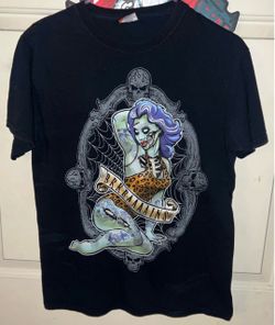 Zombie Pinup Girl Men's Black T-shirt Size M