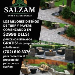Front and back yards turf and pavers