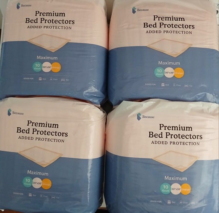 Because Premium Bed Protectors (4 Packs) NEW