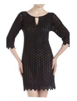 Perfect Yoana Baraschi dot crochet lace tunic. Sz 8 Dot crochet lace over nude underlay. Scoop neckline with split-V cutout.