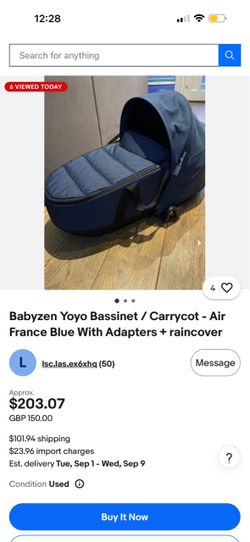 Babyzen Yoyo Bassinet Carrycot Navy Blue