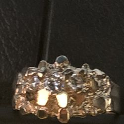 14k Gold Nugget Diamond Ring 14 Karat Solid Au