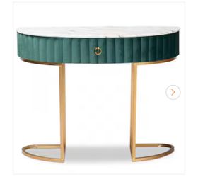 Beale 40 in. Green/Gold Specialty Faux Marble Console Table with Drawer