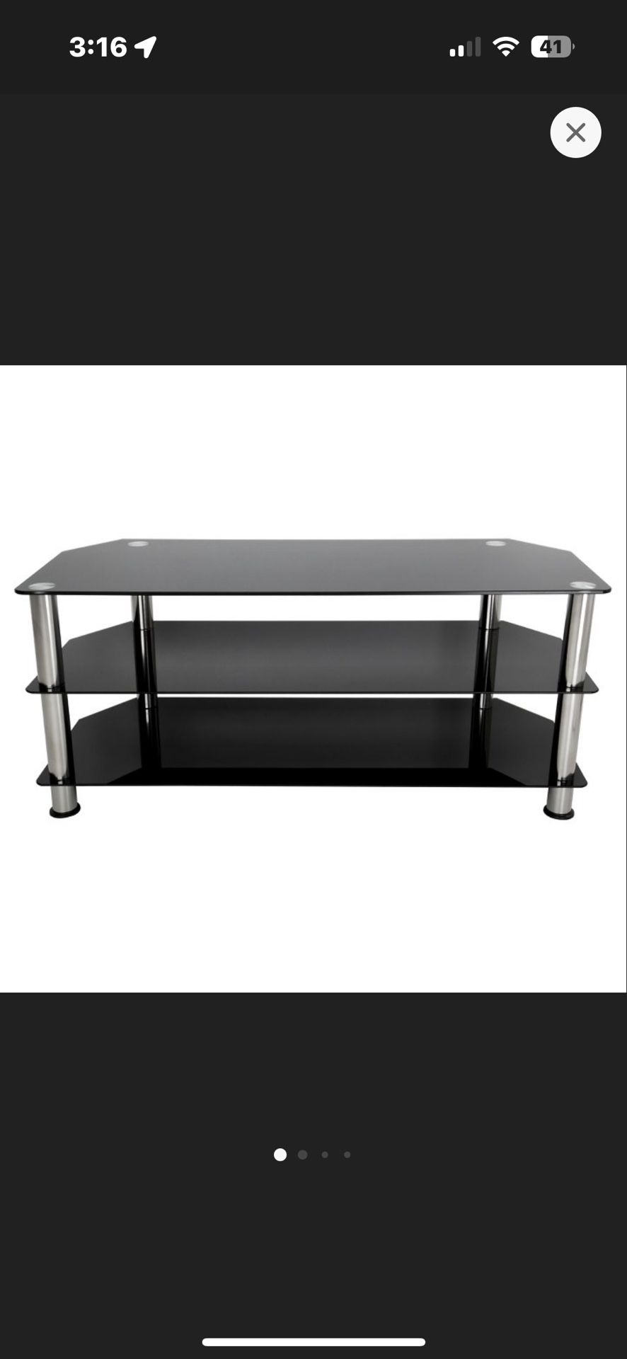 Black Glass Shelves TV Stand